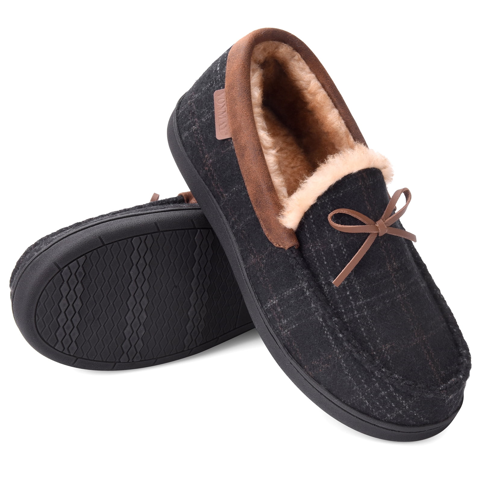 VONMAY Men's Moccasin Slippers Fuzzy 