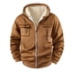 thumbnail image 1 of Dolkfu Sudadera con capucha forrada para hombres, chaqueta sherpa de color sólido con capucha, abrigo a prueba de viento para hombres en invierno. XL, 1 of 4
