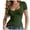 Army Green, variant on Women Y2k Short Sleeve Shirt Slim Fit Lace Trim Ribbed T-Shirt Aesthetic Clothes Cute Summer Tee Top for Teen Girls (Coffee, S)