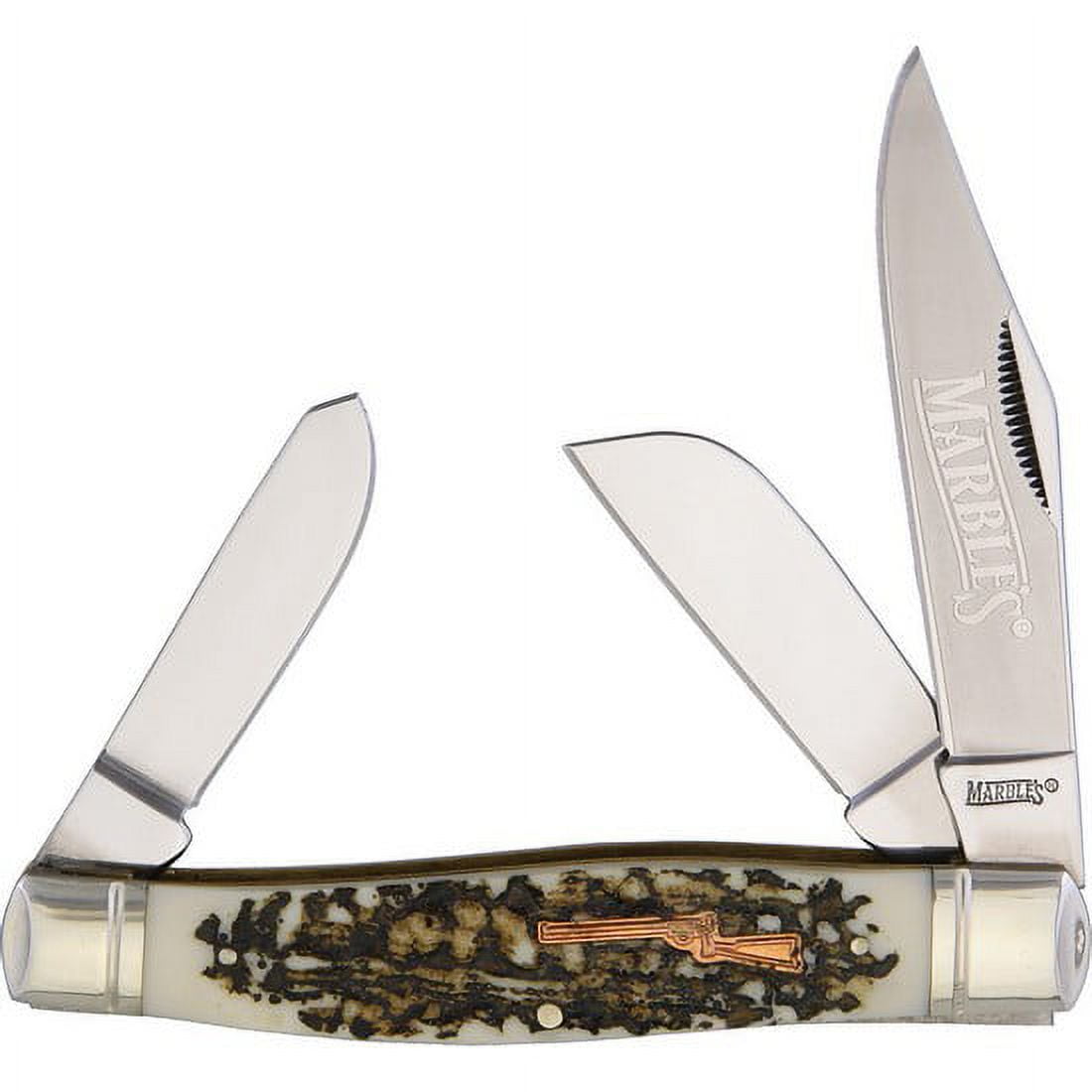 Marbles Large Toothpick Rams Horn Taschenmesser – 13 Cm Geschlossen, Widderhorn-Griff, Edelstahl