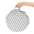 thumbnail image 2 of Abstract Round Floor Cushion with Handle, Rhythmic Geometric Modern Optical Illusion Abstract Illustration Print, Pillow for Living Room & Dorms, 18" Round, White Charcoal Grey, by Ambesonne, 2 of 4