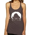 thumbnail image 1 of Wild Bobby, Office Dwight Glasses Face Silhouette Funny Schrute, Pop Culture, Women Tri-Blend Racerback Tank Top, Brown, Small, 1 of 4