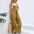 thumbnail image 2 of Mustard Yellow Straight Leg Basic Long Leg Lounge Pants for Women Summer Fall Faux Linen Bib Pants Pants Unitard Ladies 2025 Clothes M, 2 of 6