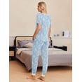 thumbnail image 5 of Ekouaer Pajamas for Women Set 2 Piece Lounge Set Short Sleeve Pjs Joggers Long Pants Sleepwear with Pockets, 5 of 6
