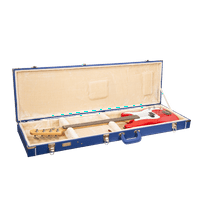 Crossrock Designer Series- Wooden Case for Fender Precision & Jazz Bass Guitars- Security Lock, Metal Feet, Storage Space- Vibrant Blue