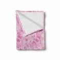 thumbnail image 2 of Paisley Soft Flannel Fleece Throw Blanket, Models Inspired Design with Flowers and Leaf Circled Shapes Image Print, Cozy Plush for Indoor and Outdoor Use, 50" x 60", Pink and White, by Ambesonne, 2 of 6