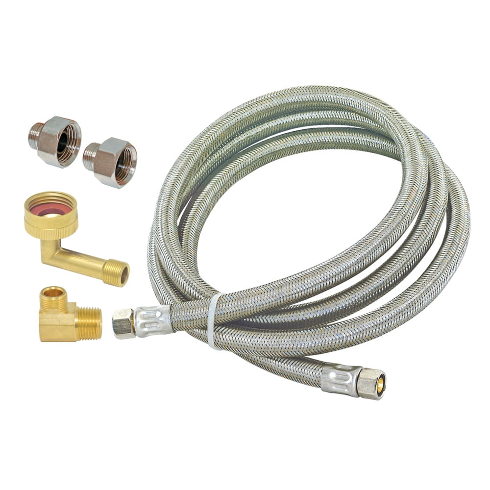 Stainless Braided Dishwasher Supply Line 3/8" Comp X 60" with DW 90 Lead Free 