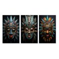 thumbnail image 2 of Designart "Tribal Mask African Chokwe" African Tribal Wall Art Set Of 3 - Teal African Tribal Gallery Wall Set For Home Decor, 2 of 7