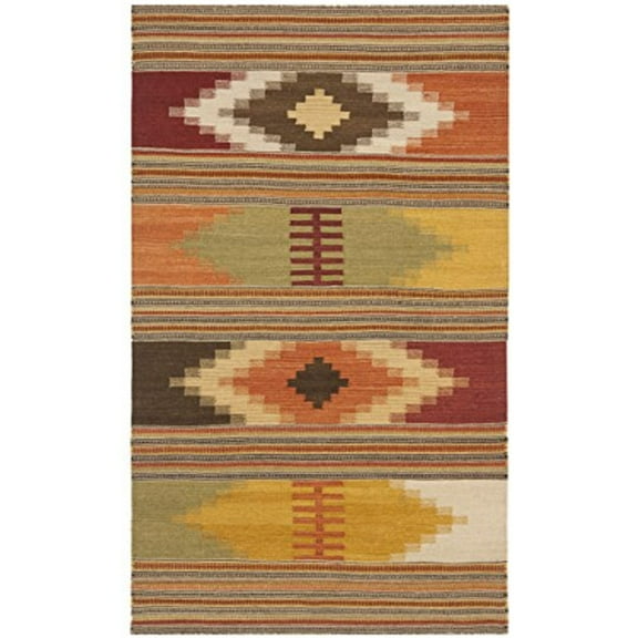 SAFAVIEH Kilim Deemer Southwestern Wool Area Rug, Red/Multi, 4' x 6'