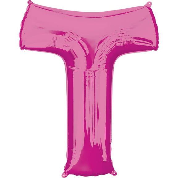 34 inch Letter T - Anagram - Pink Foil Mylar Balloon - Party Supplies Decorations