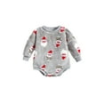 thumbnail image 1 of Qiylii Baby Girls Boys Christmas Velvet Romper Infant Santa Print Round Neck Long Sleeve Flannel Jumpsuits Autumn Winter Bodysuits,3-24M, 1 of 9