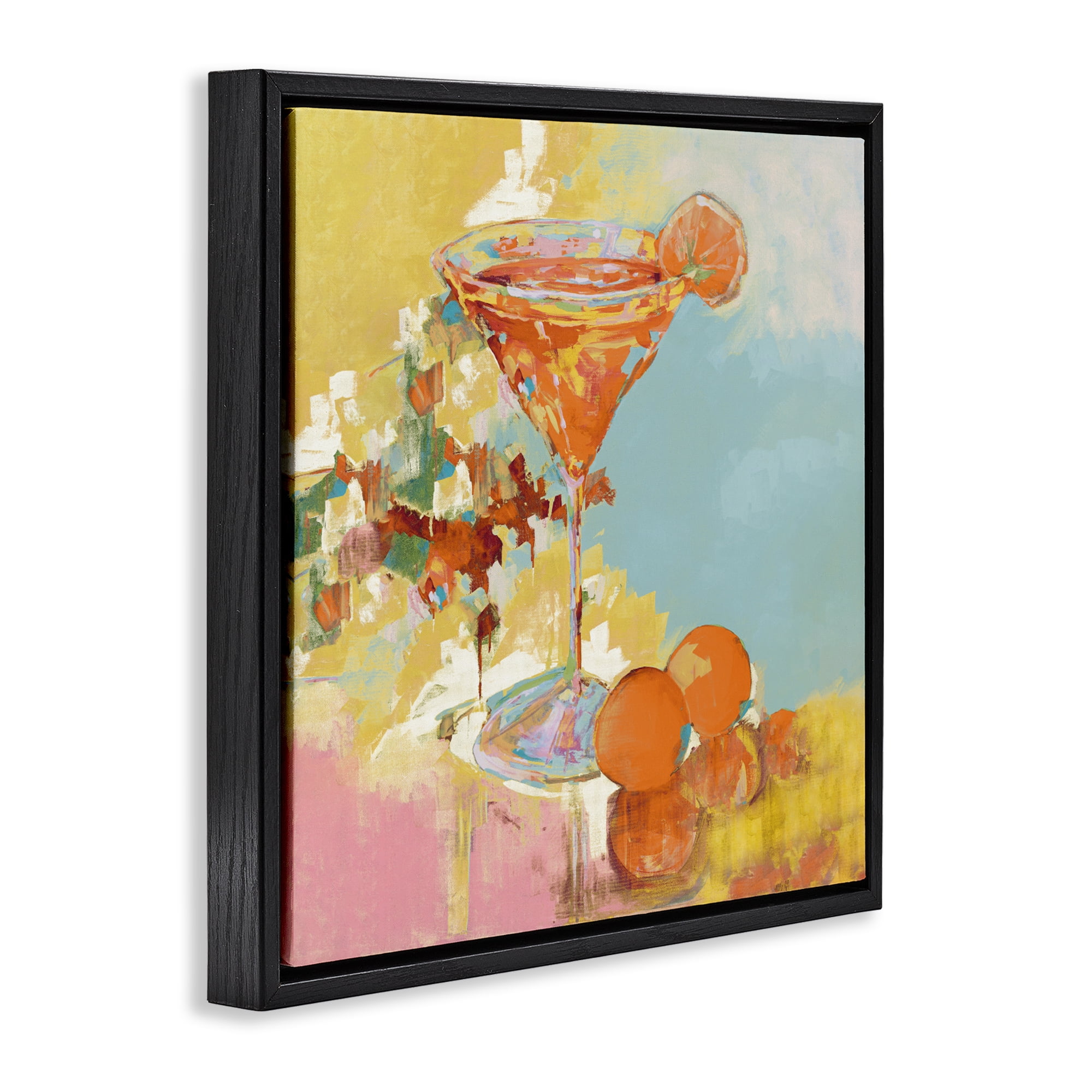 Stupell Industries Summer Citrus Martini Black Framed Floater Canvas Wall Art, design by Jane Slivka