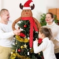thumbnail image 7 of Christmas Tree Topper, Large Snowman/Elk/Santa Claus/Reindeer Top with Plaid Scarf, Xmas Winter Wonderland Party Decoration Ornaments, 7 of 7