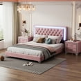 thumbnail image 2 of Pink 3-Piece Bedroom Set Queen - LED Bed Frame with Nightstands - Bedroom Decoration - Comfort & Storage Solution, 2 of 5