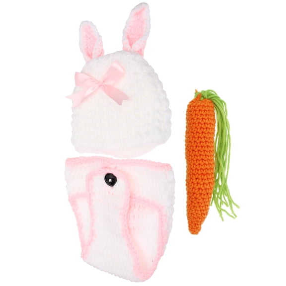 HOOWIFFY Baby Photoshoot Outfit Set with Bunny Tail Woolen Yarn - Soft and Adorable Newborn Costume
