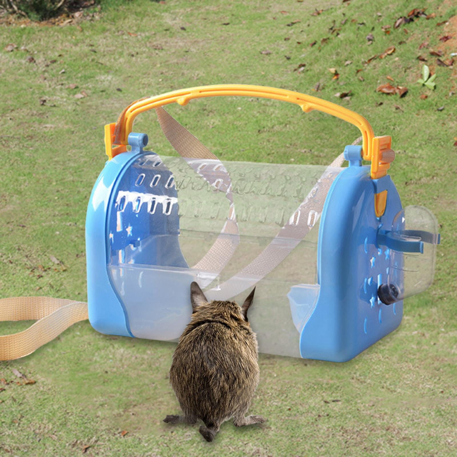 Hamster Carrier Cage Guinea Pig Travel Transport Dwarf Hamster Portable with Water Bottle Food Bowl for Chinchilla Gerbil Hedgehog Outdoor Blue