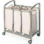 Deluxe Mobile 3Bag HeavyDuty Laundry Hamper Sorter Cart by Seville