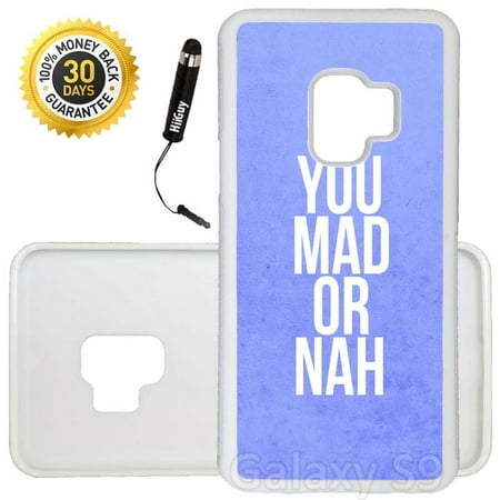 Mad Custom Cherry - Custom Galaxy S9 Case (You mad or nah) Edge-to-Edge Rubber White Cover Ultra Slim | Lightweight | Includes Stylus Pen by Innosub