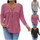thumbnail image 1 of Tops formales,Blusa informal de cuello en V extragrande para mujer, camisa de poliéster y elastano de manga larga, suave y cómoda para usar en casa, sopatenor, 1 of 9