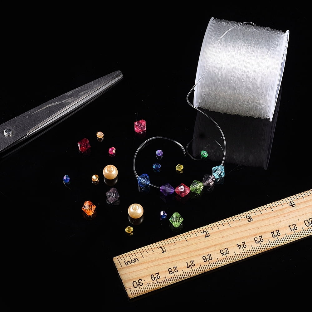Elastic Stretch Polyester String Cord Jewelry Making Bracelet Beading Thread Clear 0.6mm about 109.36 yards(100m)/roll