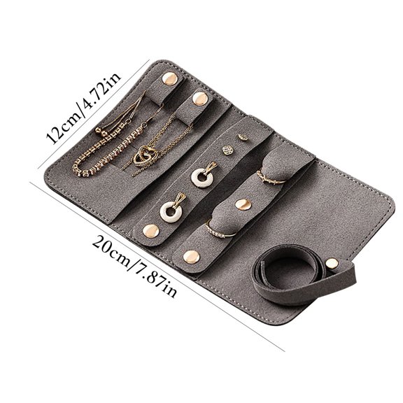 Qiweii Travel Jewelry Organizer Roll, Portable Velvet Jewelry Storage Roll Earring Organizer Bag, Jewelry Pocket for Necklaces, Rings, Earrings A Great Gift for Women