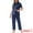 Navy, variant on DARING DIVA Satin Pajamas Silky Button Down Short Sleeve Shirt Pants Set S Navy