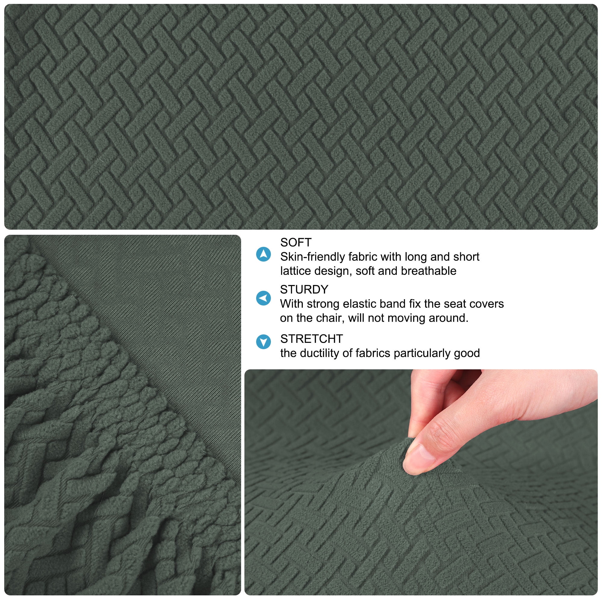 Unique Bargains Bar Stool Covers for Bar Counter Short Back Chair Slipcovers Dark Cyan 4 Pcs