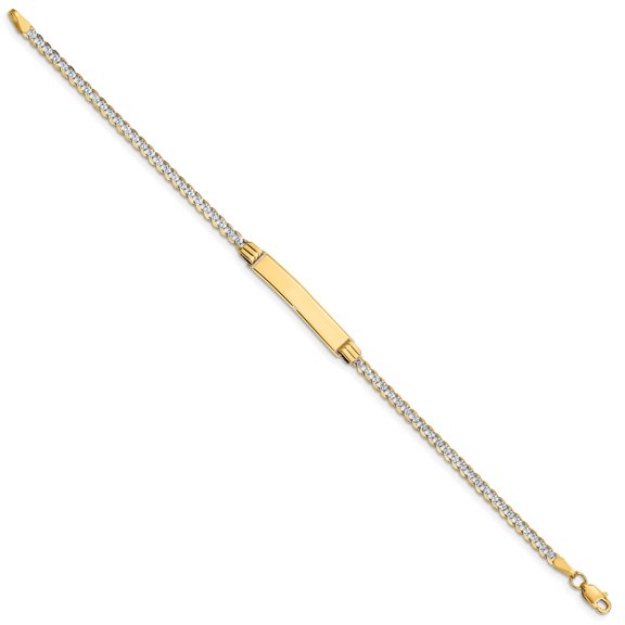 14K Two-Tone Gold bracelet ID Curb Pave 7 in 5.2 mm 2.5