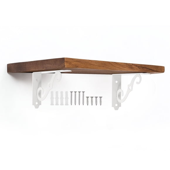 Uxcell 2 Pcs Soportes Decorativos para Estantes, Soportes para Estantes Flotantes de 5" x 3" para Estanterías de Pared, Blanco
