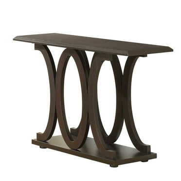 Benzara Contemporary Style C Shaped Sofa Table With Open Shelf, Espresso Brown