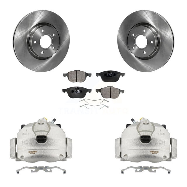 Transit Auto Front Disc Brake Caliper Rotors and Semi-Metallic Pads Kit for Car 2013 Ford Escape FWD with 1.6L KC8-100277P