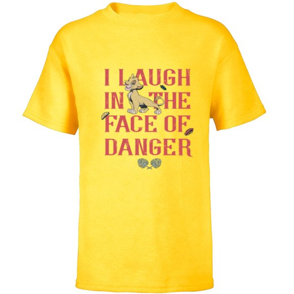 Disney The Lion King Simba I Laugh in the Face of Danger - Short Sleeve T-Shirt for Kids - Customized-Yellow