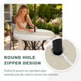 thumbnail image 4 of Round Outdoor Tablecloth with Umbrella Hole and Zipper, Farmhouse Cream Striped Tablecloth with Elastic Waterproof, Modern Minimalist Stripes Patio Table Covers for 31" - 35" Picnic Pool Tables, 4 of 9