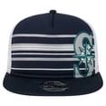 thumbnail image 2 of Men's New Era  Navy Seattle Mariners 9FIFTY A-Frame Trucker Snapback Hat, 2 of 6