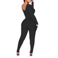 thumbnail image 2 of Women Long Sleeve Bodycon Yoga Jumpsuit Seamless Ribbed Workout Gym Outfit One Piece Leggings Jumpsuits(gray ,S), 2 of 7