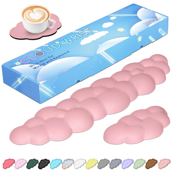 Reposamuñecas JIKIOU Cloud, espuma viscoelástica, antideslizante, base de poliuretano