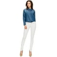 thumbnail image 4 of Made by Johnny Women's Long Sleeve Pearl Beading Button Down Denim Blouse L BLUE, 4 of 4
