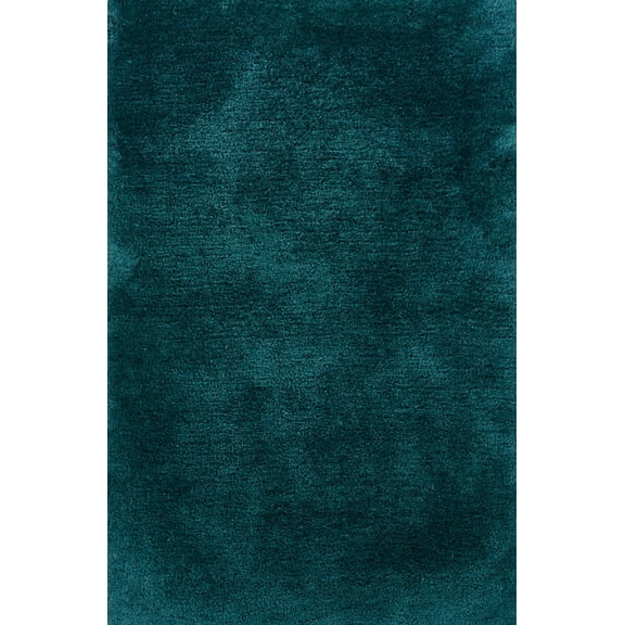 Moretti Bella Shag Area Rug 81104 Teal Solid Shag 5' x 7' Rectangle