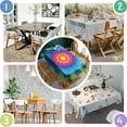 thumbnail image 4 of Colorful Tie Dye Mandala Pattern Rectangle Tablecloth 60"x84",Waterproof Polyester Rectangle Table Cloth, Wipeable Spillproof Polyester Tablecloth for Dining, Camping, Indoor and Outdoor, 4 of 5