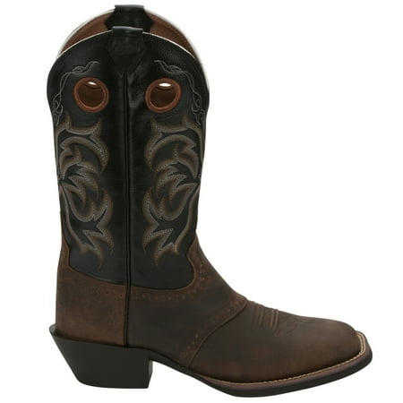 

Justin Boots Mens Rolliker Embroidery Square Toe Casual Boots Mid Calf