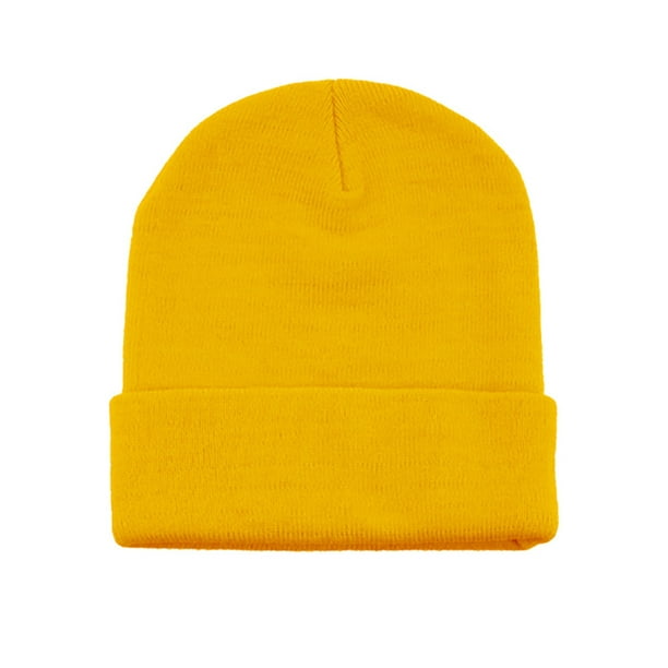 12 Inch Long Knitted Beanie Yellow