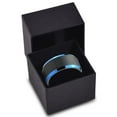 thumbnail image 3 of P. Manoukian Tungsten Wedding Band Ring 10mm for Men Women Black Blue Beveled Edge Brushed Lifetime Guarantee Size 9, 3 of 4