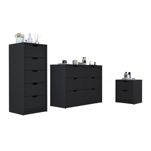 Spacious Drawers for Personal Items - Small Bedroom Option: Stockley 3 Piece Black Bedroom Set
