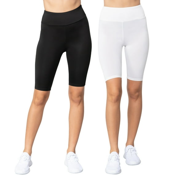 Juniors Wide Band High Waist Active Workout Biker Running Shorts Leggings