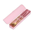 thumbnail image 2 of Portable Travel Utensils Set - Stainless Steel Spoon, Fork, Chopsticks (Pink/Gold), 2 of 16