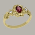 thumbnail image 3 of LBG British Made 18k Yellow Gold Natural Pink Tourmaline & Diamond Womens Anniversary Ring - 33 size options - Size 6.5, 3 of 8