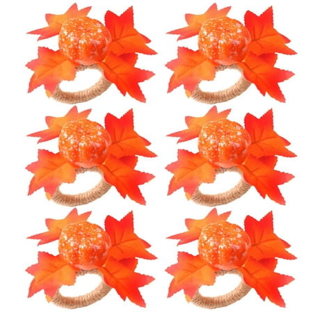 

HOMEMAXS 6pcs Maple Leaf and Pumpkin Napkin Holders Napkin Rings Napkin Holder Home Supplies