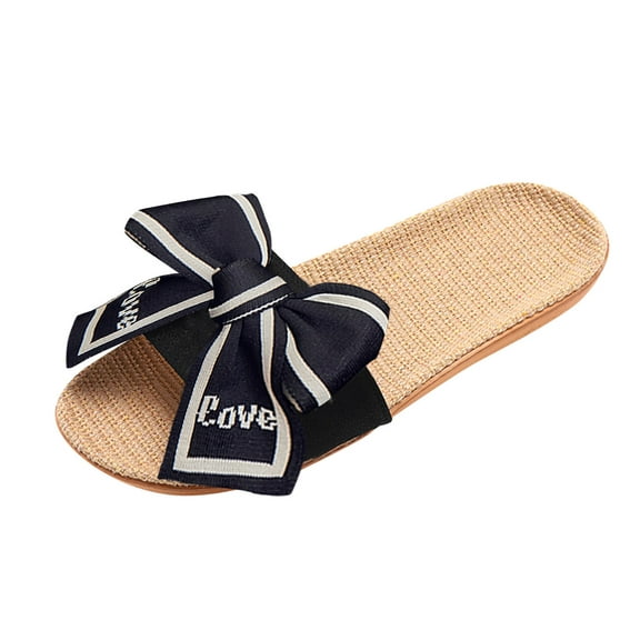 Mostsola Women's Open Toe Bow Flat Sandal Slip on Slides Lightweight Summer Beach Quick-Dry Sandals