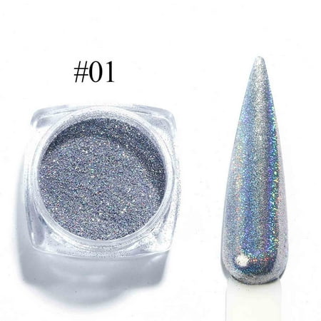 FSTDelivery Chrome Nail Powder, Super Metallic Effect Chrome Powder for Nails,Holographic Mirror Glitter White Pearl Pigment Dust Kit for Gel Polish Nail Art Decoration Manicure Nail Supplies
