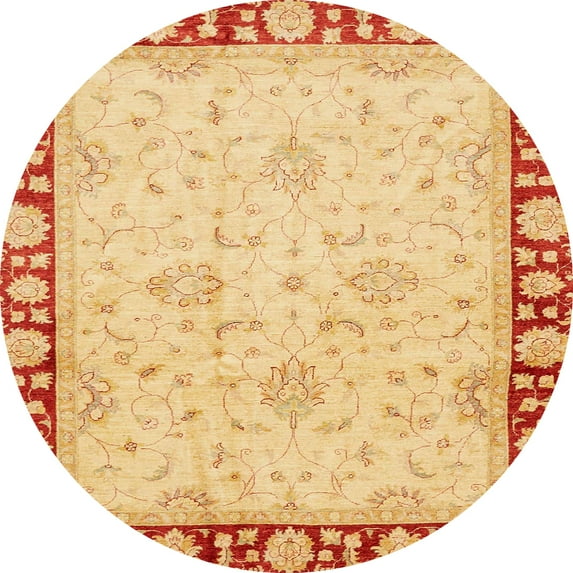 Ahgly Company Indoor Round Abstract Orange Oriental Area Rugs, 6' Round